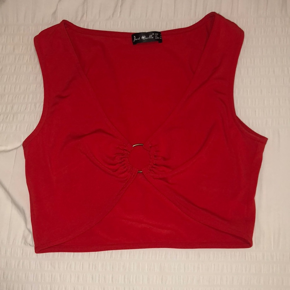 Red crop top! so cute just didn’t end up wearing it! gold ring in middle